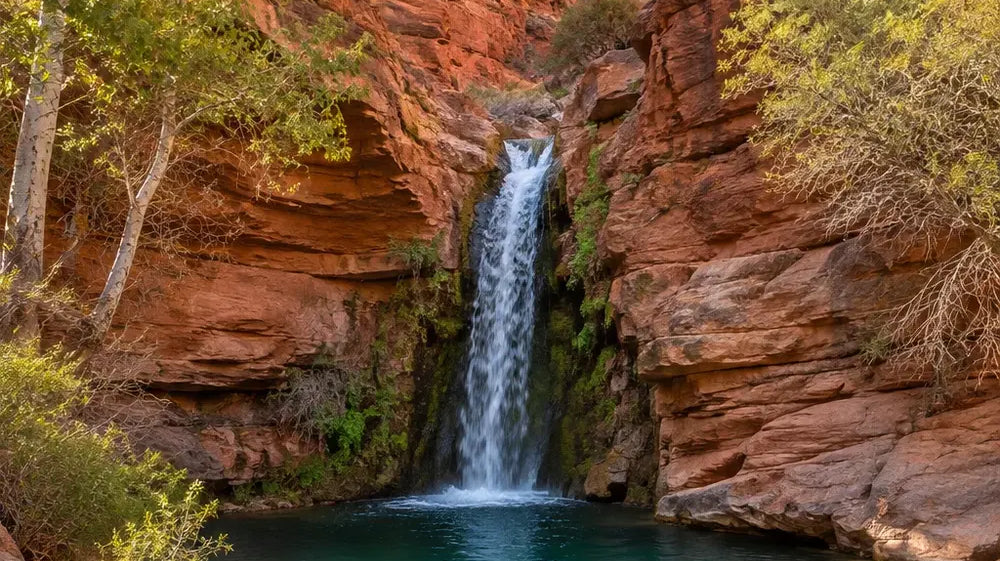 Cibecue Falls hike guide - AI-generated canyon waterfall scene representing the hike's terrain