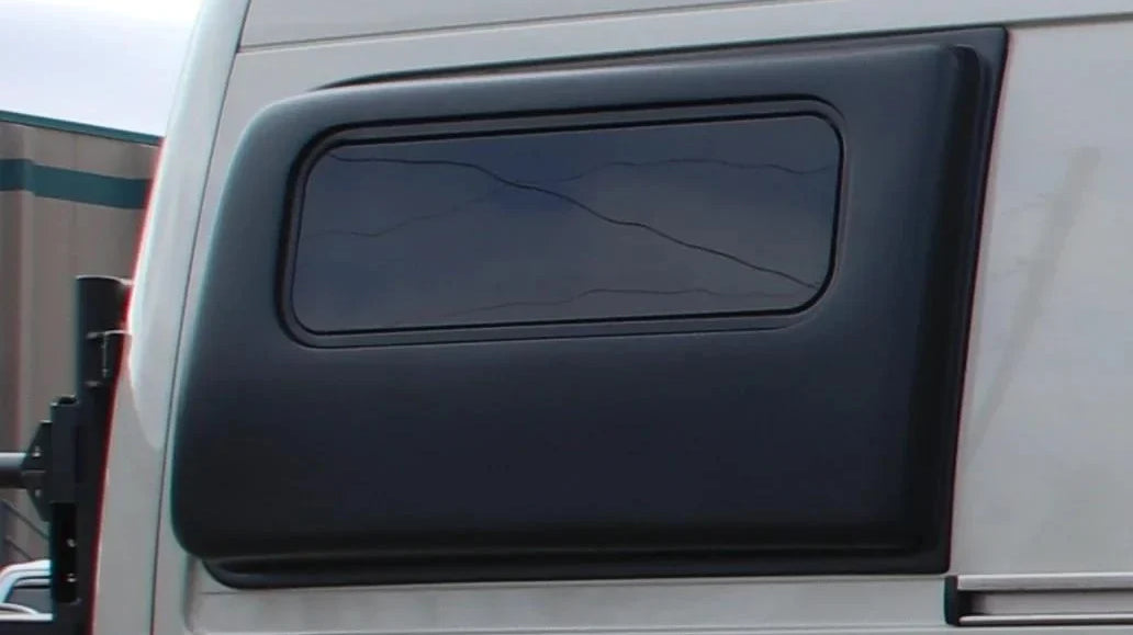 custom driver passenger sliding door - Van side window with dark tinted protective cover installed