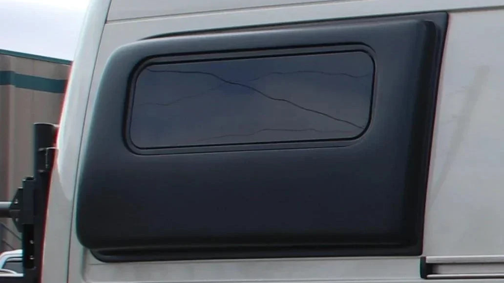 custom driver passenger sliding door - Van side window with dark tinted protective cover installed