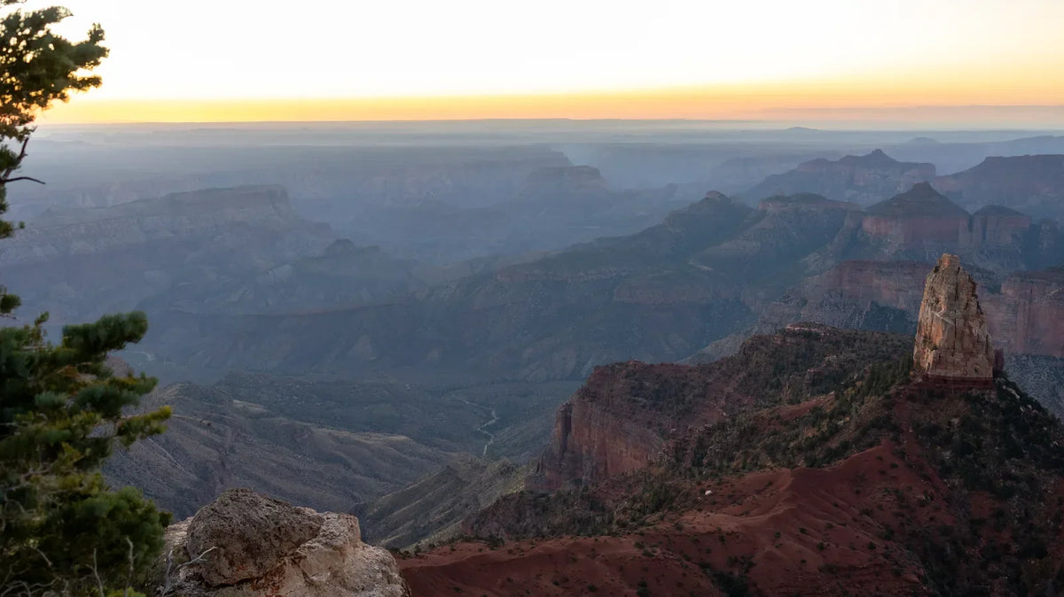 Grand Canyon North Rim vs. South Rim - Sunrise at Point Imperial, the highest overlook on the North Rim