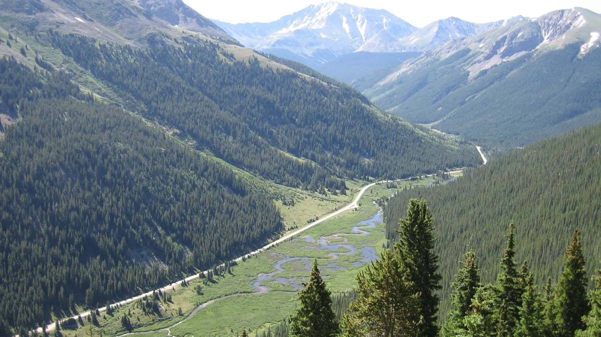 Independence Pass - Colorado State Highway 82 winding up the valley just east of Independence Pass