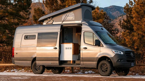 luxury sprinter van - The most prominent feature in this photo is the exterior of the camper van, whic