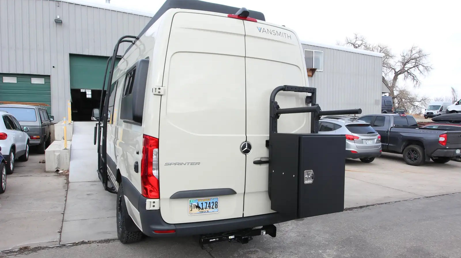 mercedes benz sprinter box van - The most prominent feature of this camper van is the rear cargo box mounted on t
