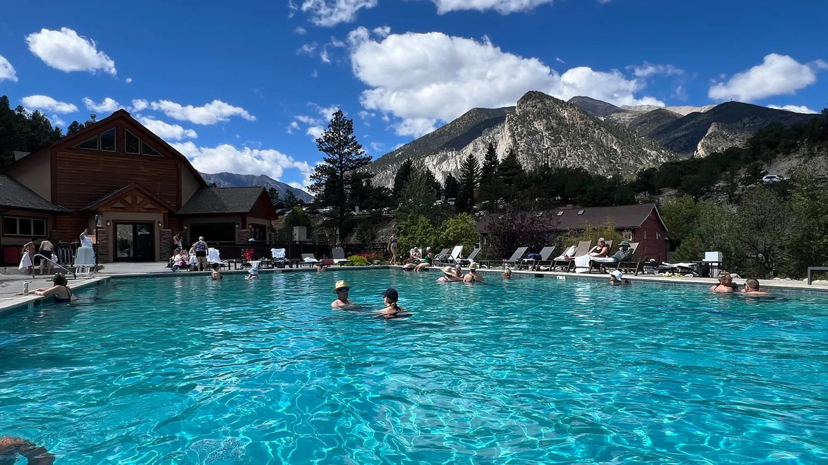 Hot springs near me - Soakers in the main mineral pool at Mount Princeton Hot Springs in Nathrop, Colorado