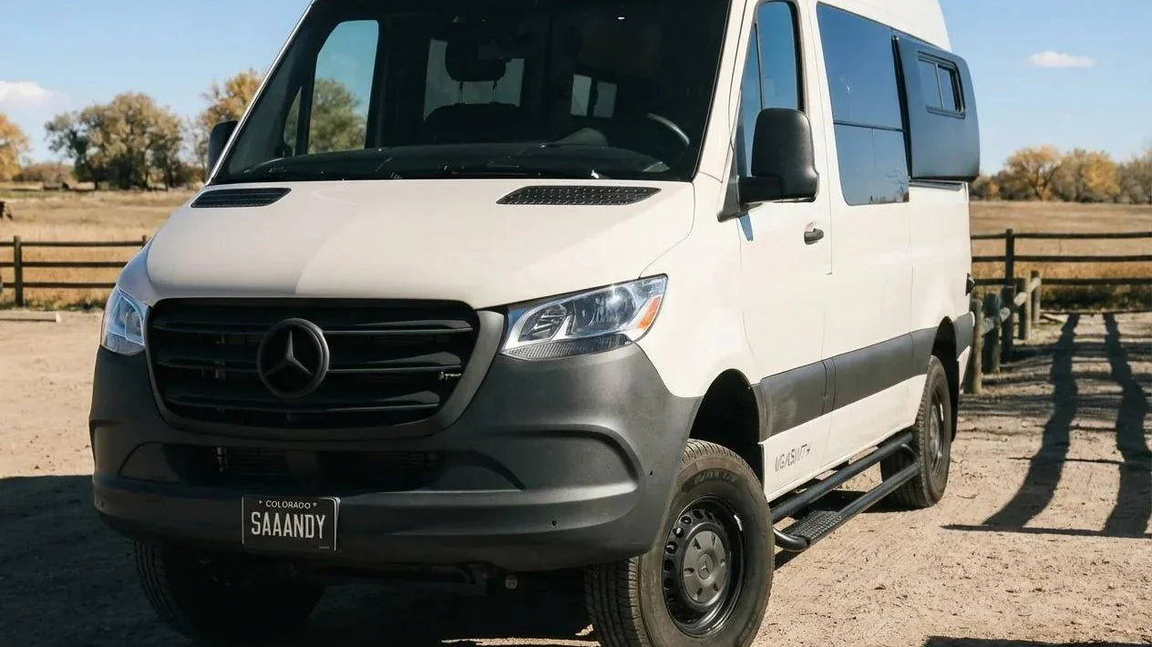 pre built camper vans - The most prominent feature in the photo is the exterior of a Mercedes Sprinter v