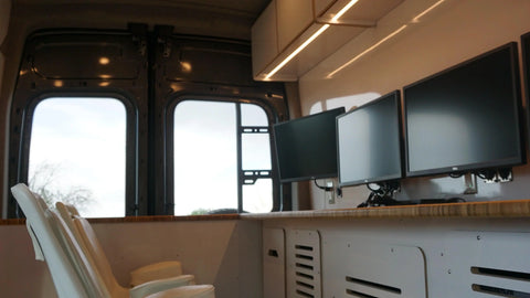 remote work van - The most prominent feature in this camper van conversion is the countertop, made