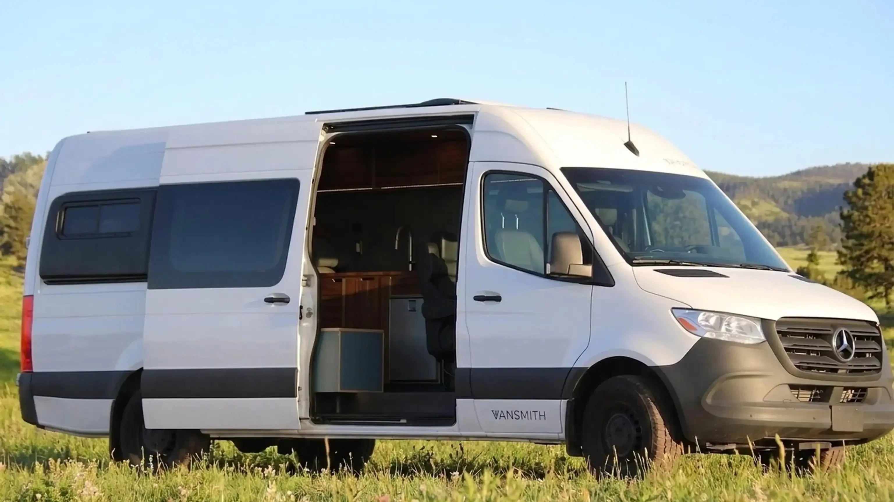 rv dealers in texas - White camper van with open sliding door outdoors