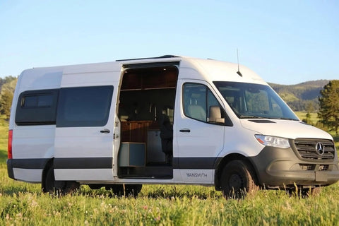 rv dealers in texas - White camper van with open sliding door outdoors
