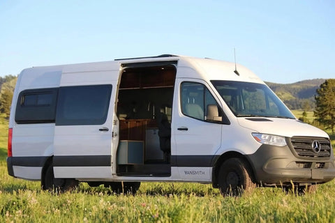 rv dealers in texas - White camper van with open sliding door outdoors