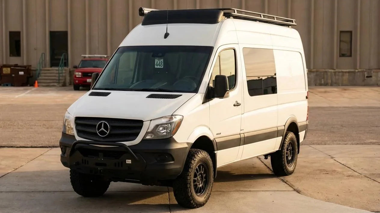 rv motorhome small - The most prominent feature in the photo is the exterior of a white Mercedes Spri