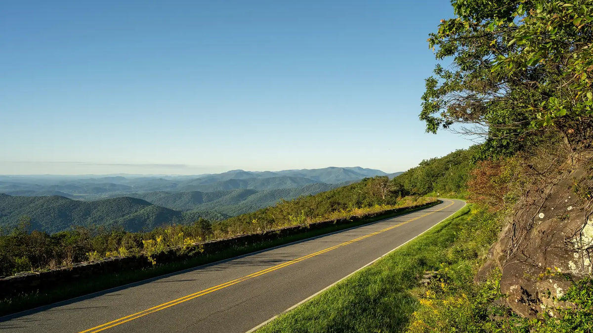 Skyline Drive - A long stretch of Skyline Drive near mile 16 with a southern view over Shenandoah National Park