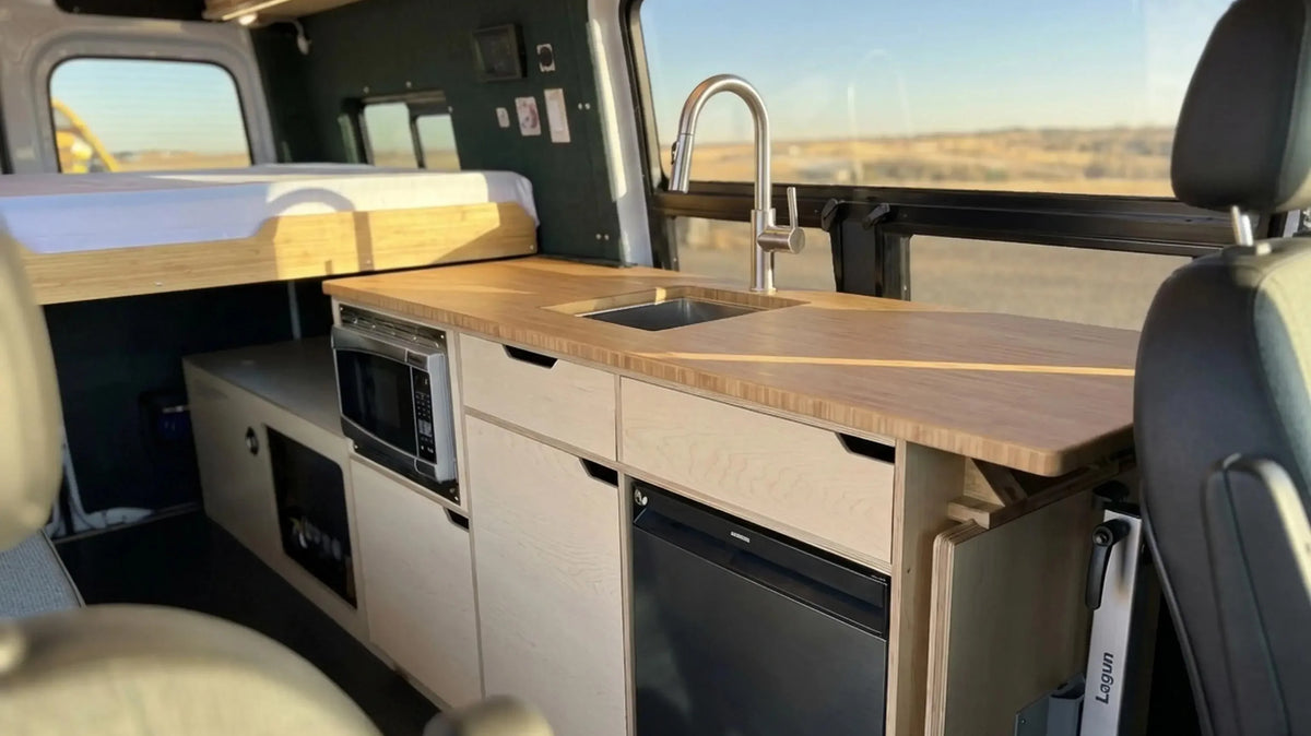 Small camper guide - the galley and sink inside a compact Vansmith camper van