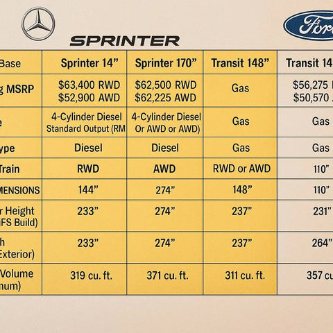 sprinter 2500 vs 3500 Sprinter 2500 High Roof vs 3500 Dually: ride, payload, tires, snow & ferry costs van camper conver