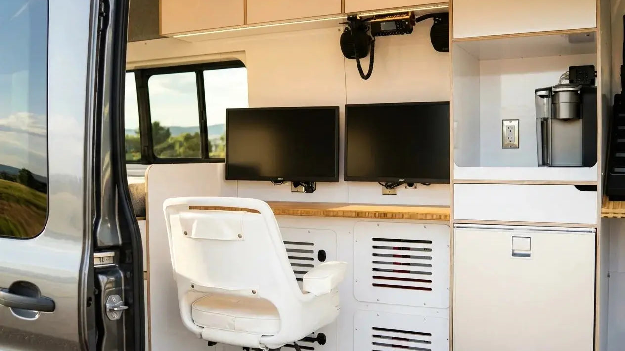 Sprinter Van Mobile Office Conversions: Power, Desks, Seating & Connectivity for Executive Builds van camper conversion