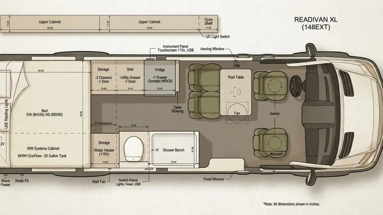 Sprinter Van with Bathroom: Real Layouts, Tank Sizing, Ventilation, and Maintenance van camper conversion - The image sh