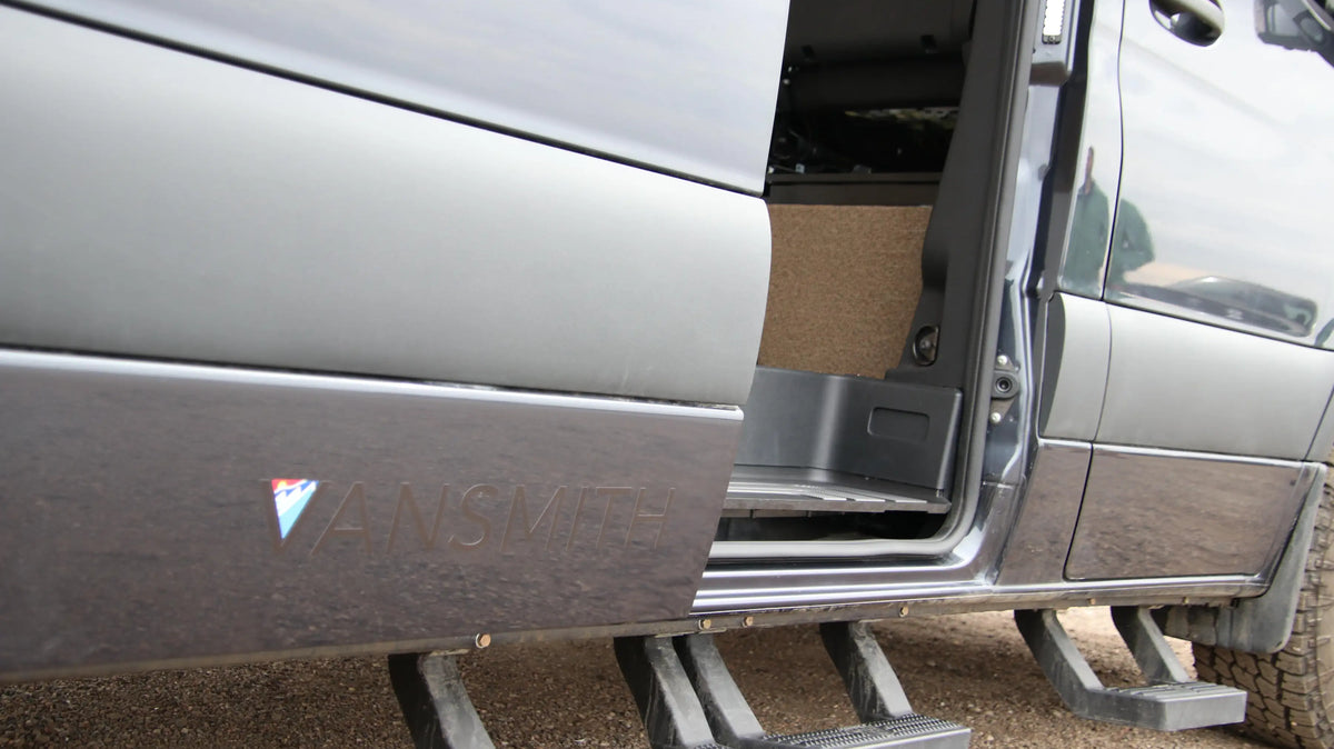 step van camper conversion - The most prominent feature of this camper van conversion is the stylish entrance