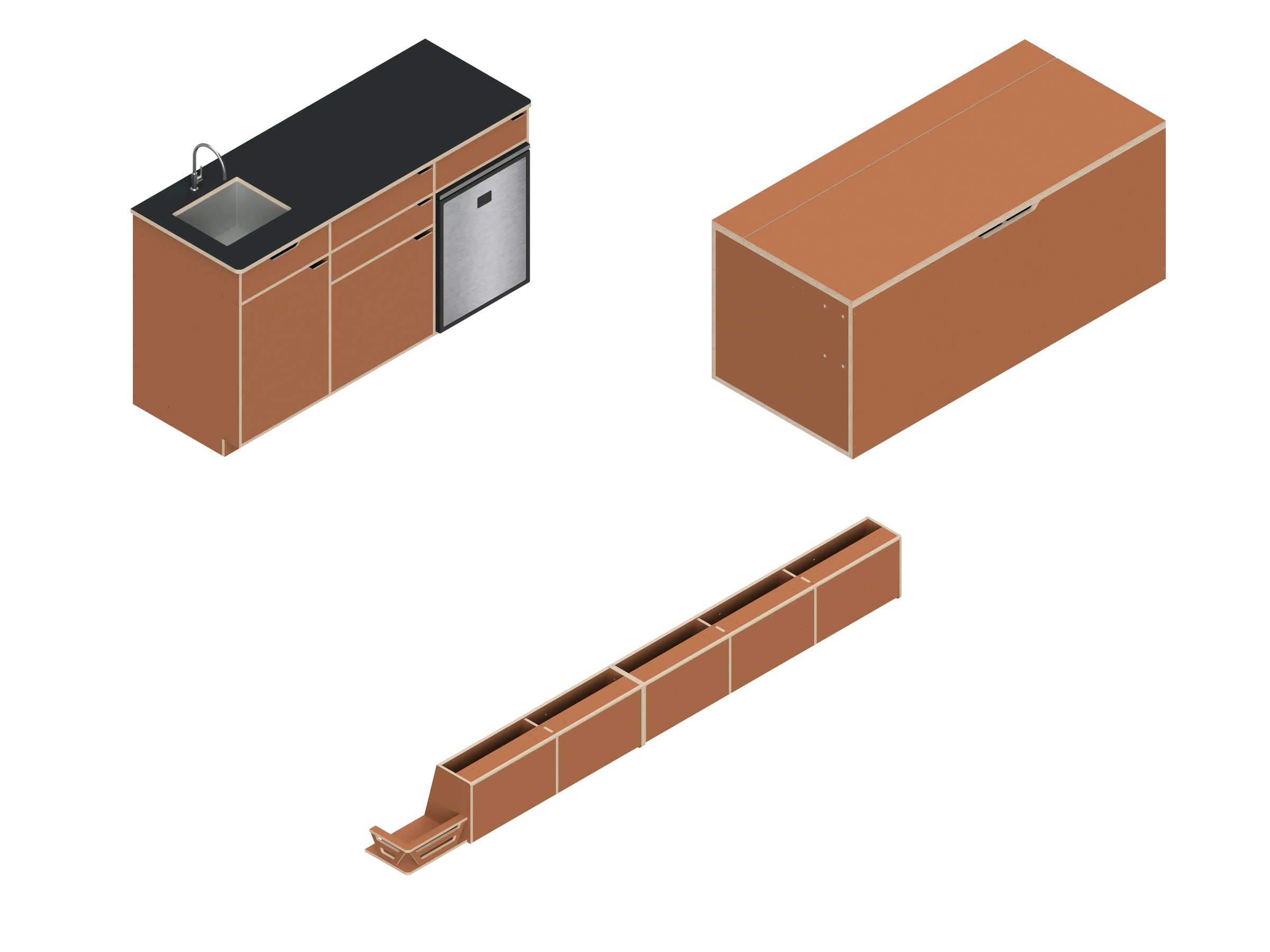 DIY van bundle for Sprinter 144 - Baltic Birch with earthware formica laminate