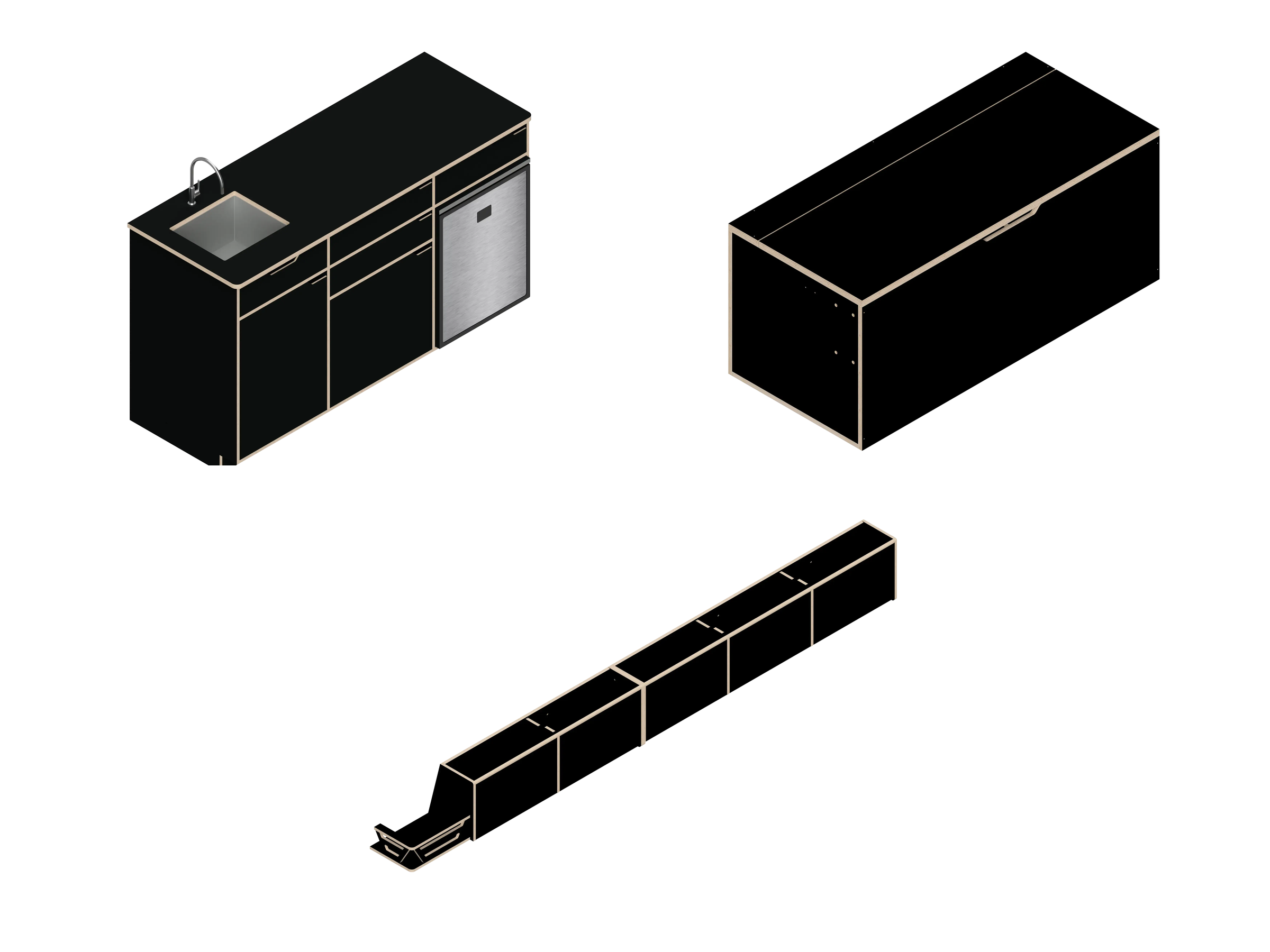 DIY van bundle for Sprinter 144 - Baltic Birch with black laminate