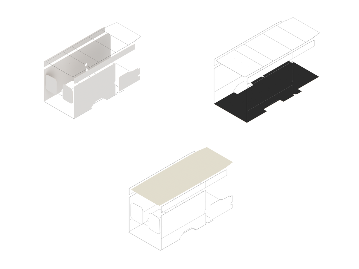 Transit 148 Extended Foundation Bundle - White laminate / Upholstered (Oat colored)
