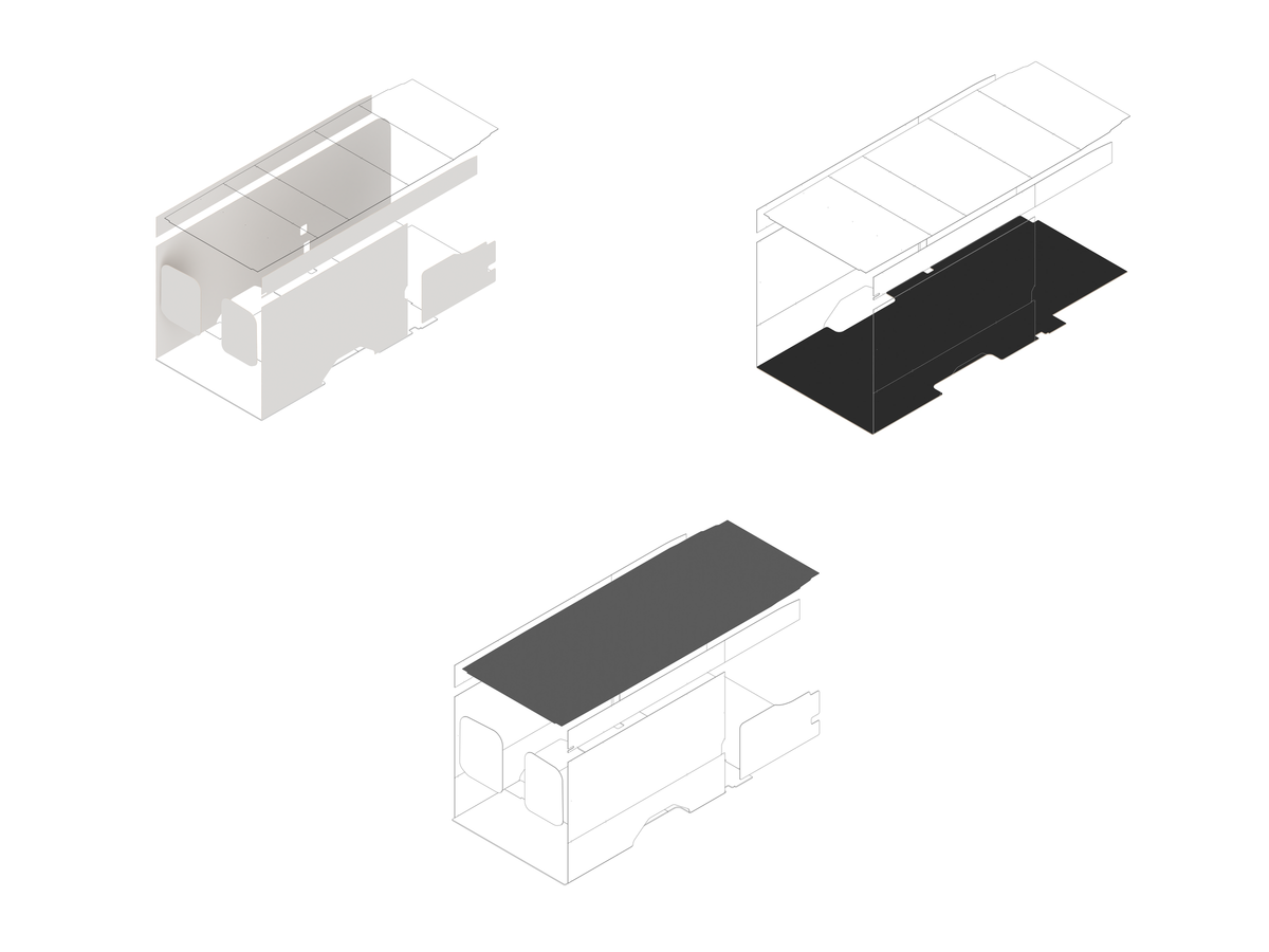 Transit 148 Extended Foundation Bundle - White laminate / Upholstered (Charcoal colored)