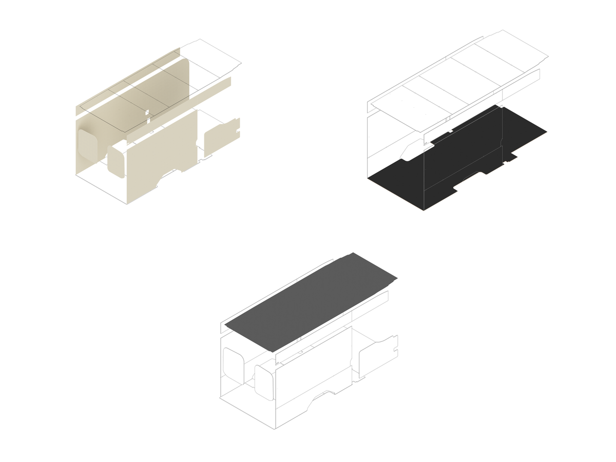 Transit 148 Extended Foundation Bundle - Upholstered (Oat colored) / Upholstered (Charcoal colored)