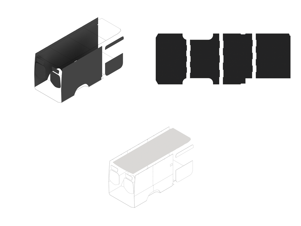 170 Foundation Bundle - Upholstered (Charcoal colored) / White laminate