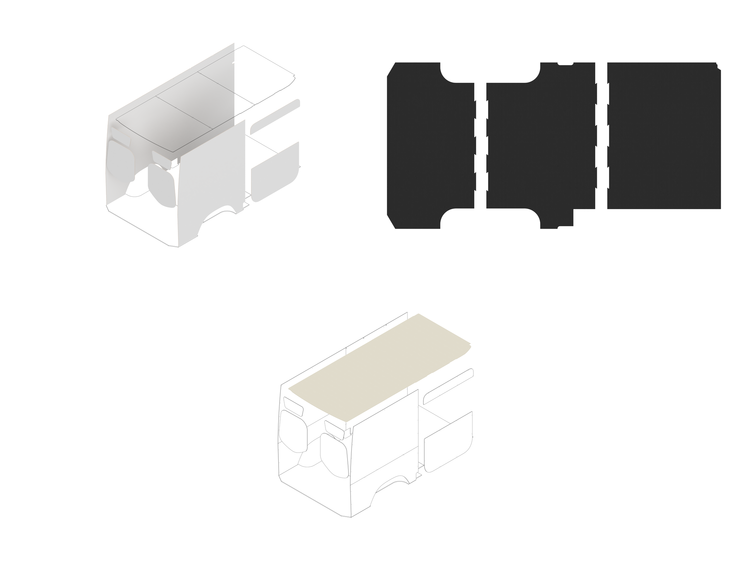 144 Foundation Bundle - White laminate / Upholstered (Oat colored)