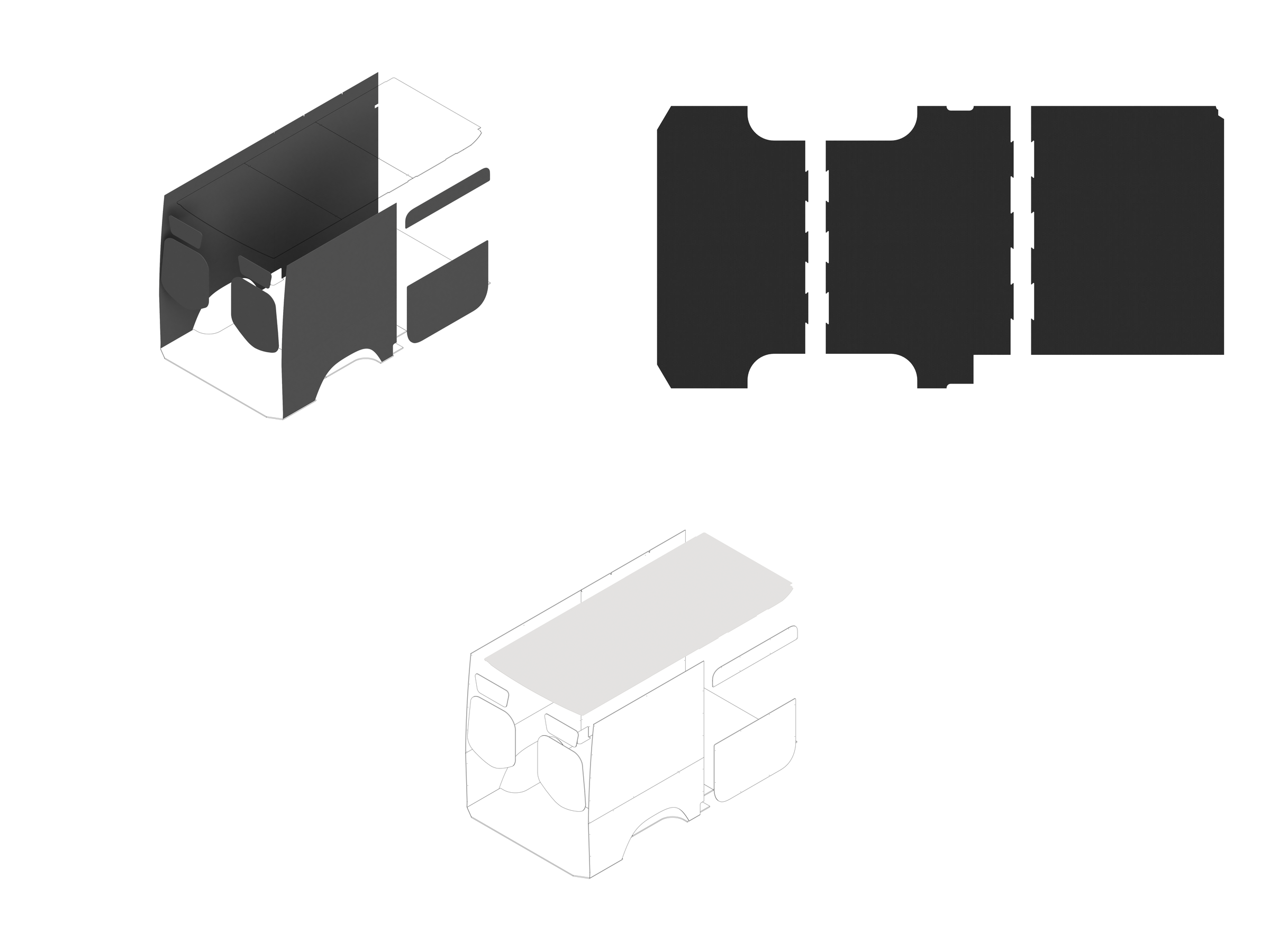 144 Foundation Bundle - Upholstered (Charcoal colored) / White laminate