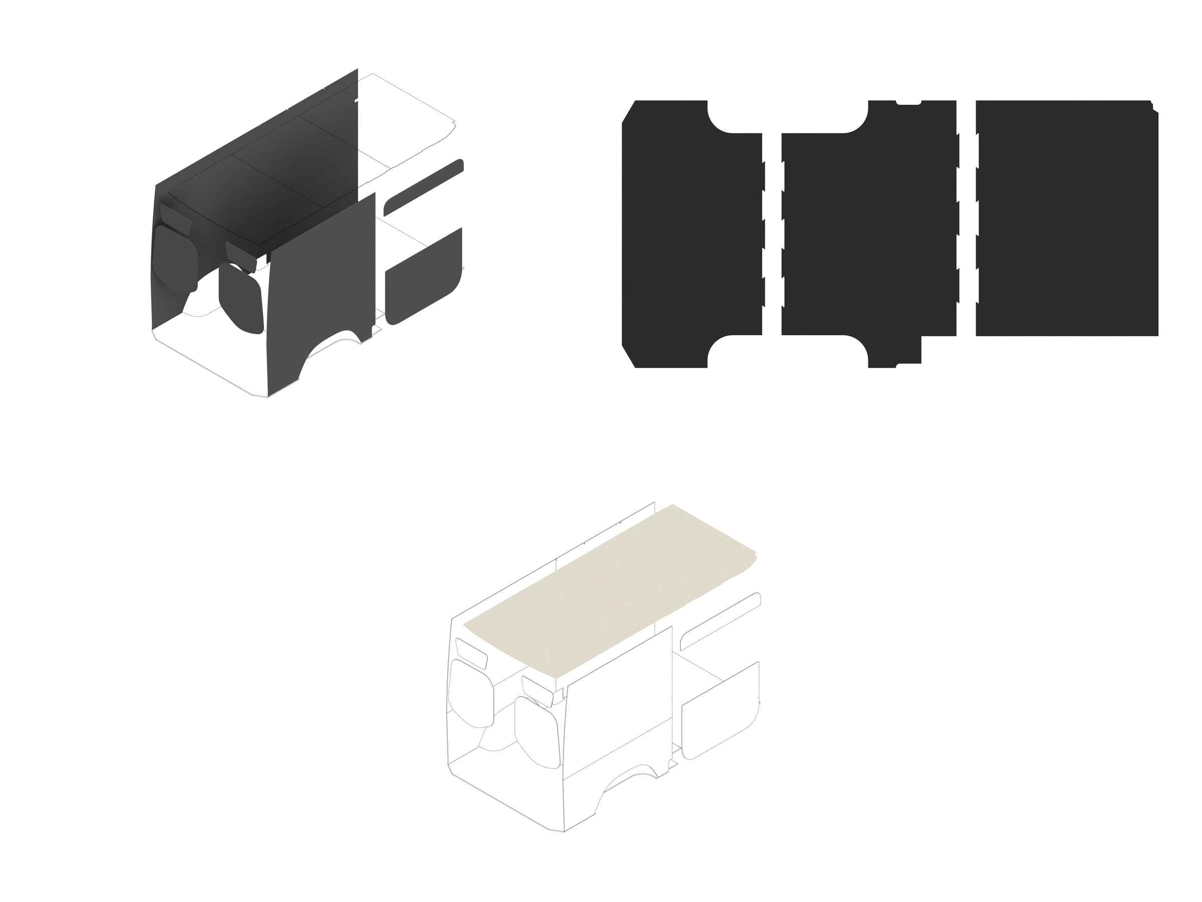 144 Foundation Bundle - Upholstered (Charcoal colored) / Upholstered (Oat colored)