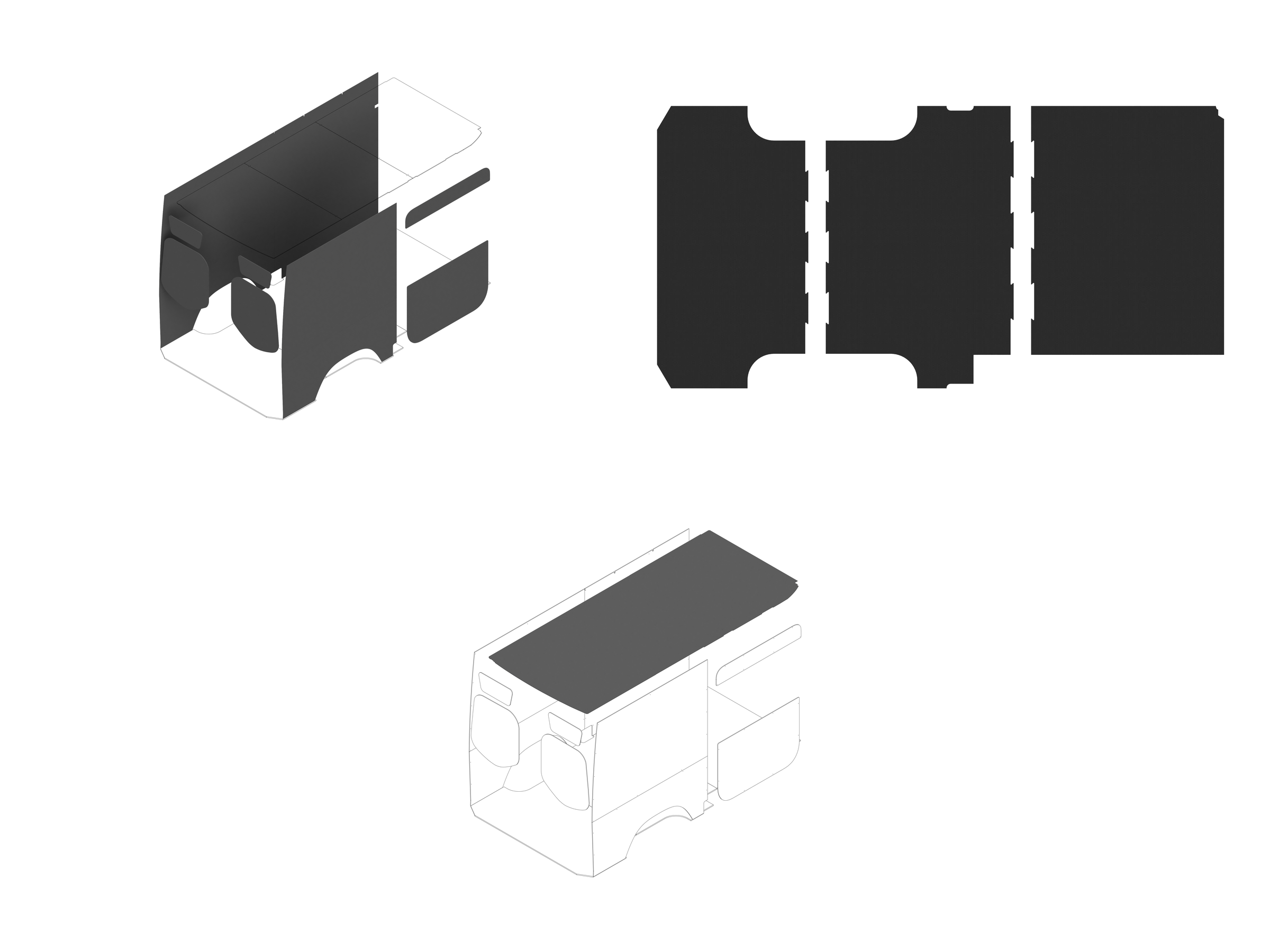 144 Foundation Bundle - Upholstered (Charcoal colored) / Upholstered (Charcoal colored)