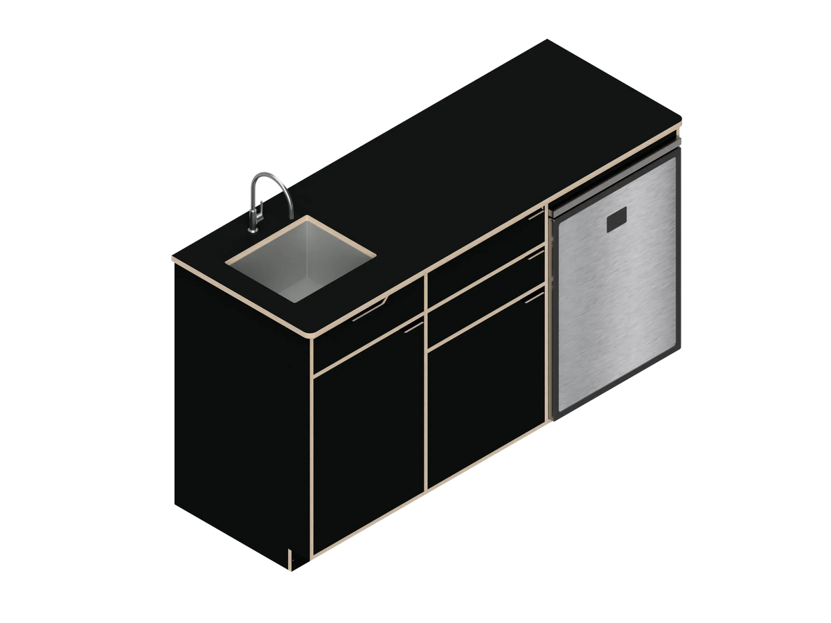 DIY Three unit Kitchen Galley (CR130) kit for Sprinter vans in Black - The Vansmith DIY