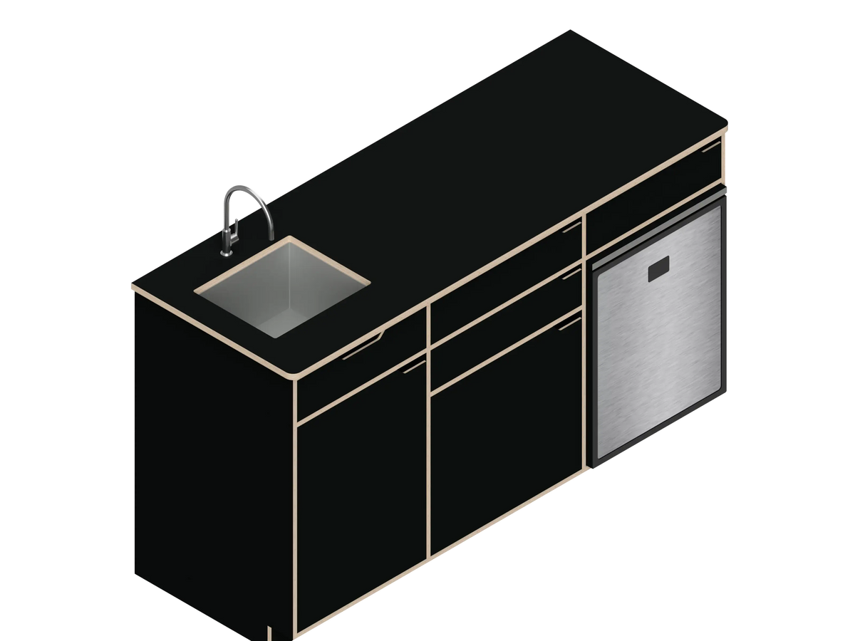 DIY Three unit Kitchen Galley (CR85) kit for Sprinter vans in Black - The Vansmith DIY