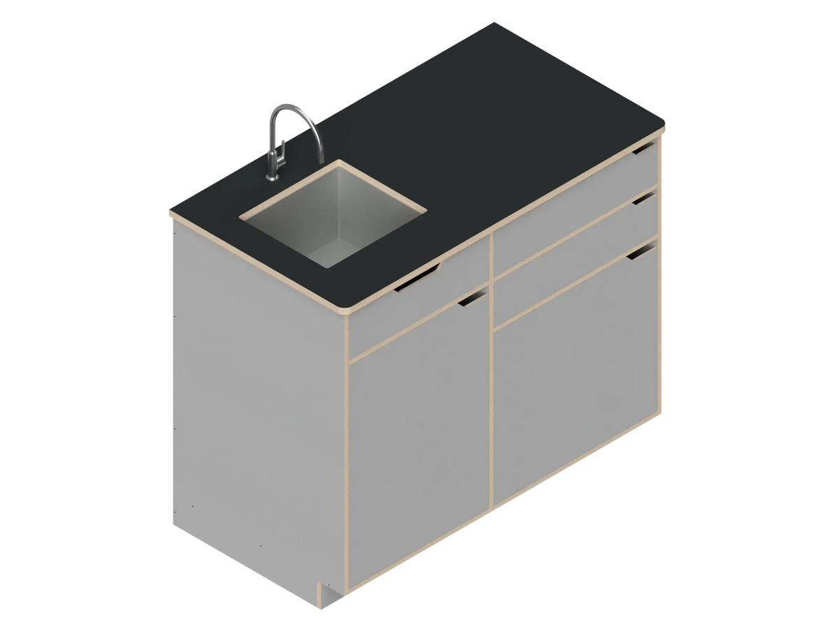 DIY Dual unit Kitchen Galley kit with Storage for Transit vans in Fog - The Vansmith DIY