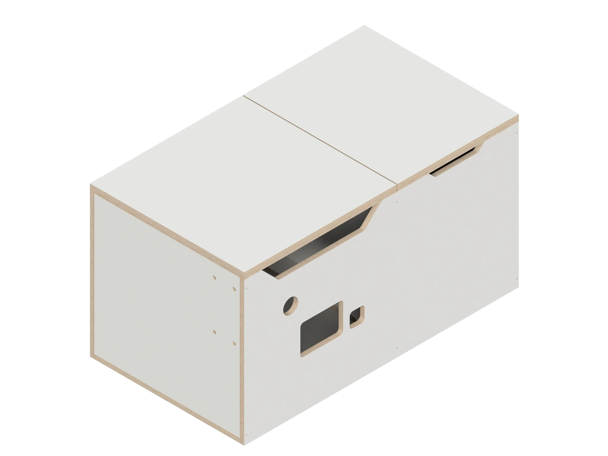 DIY Bench (32") kit with toilet cutout for vans in Dover White - The Vansmith DIY