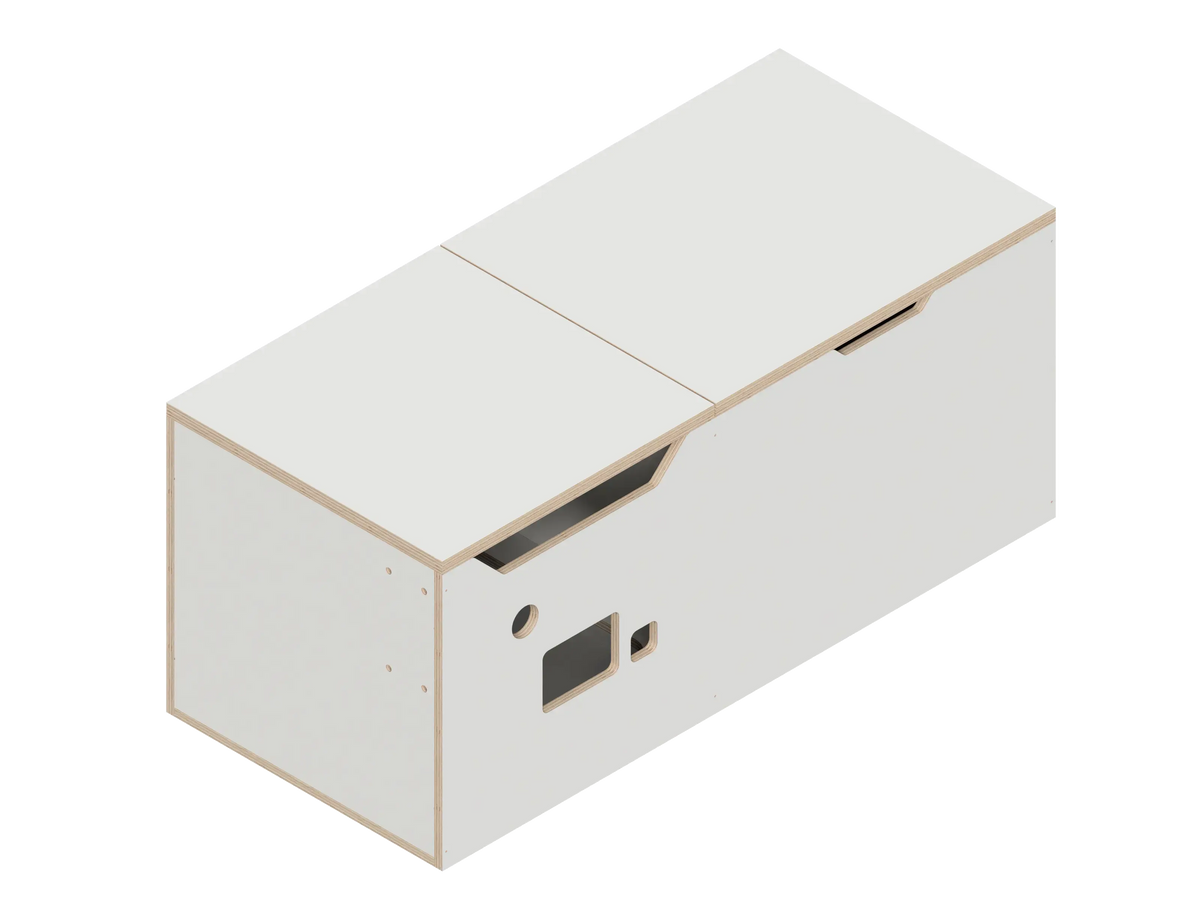 DIY Bench (40") kit with toilet cutout for vans in Dover White - The Vansmith DIY