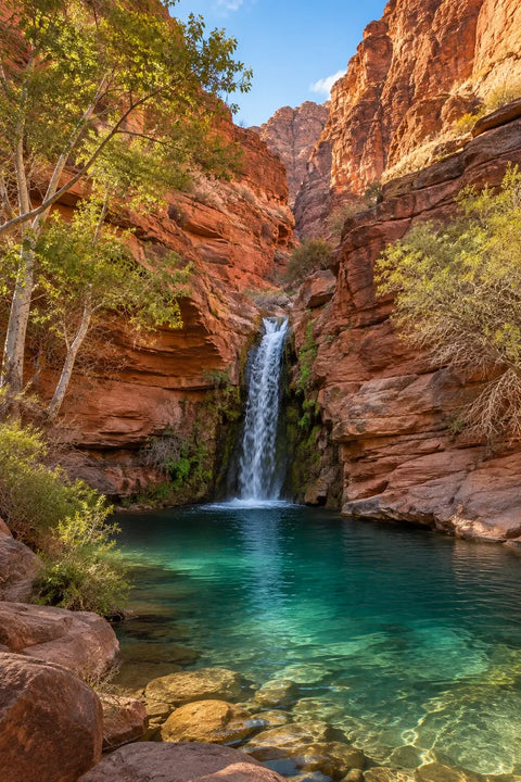 Cibecue Falls hike guide - AI-generated canyon waterfall scene representing the hike's terrain