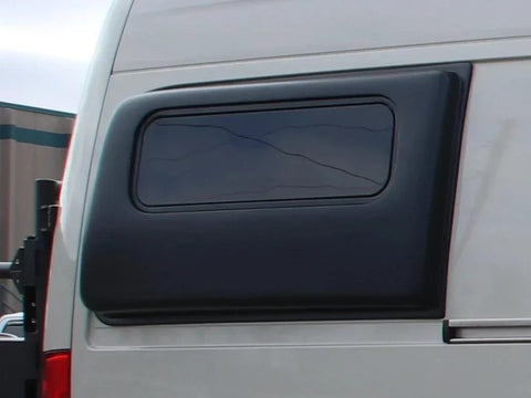 custom driver passenger sliding door - Van side window with dark tinted protective cover installed