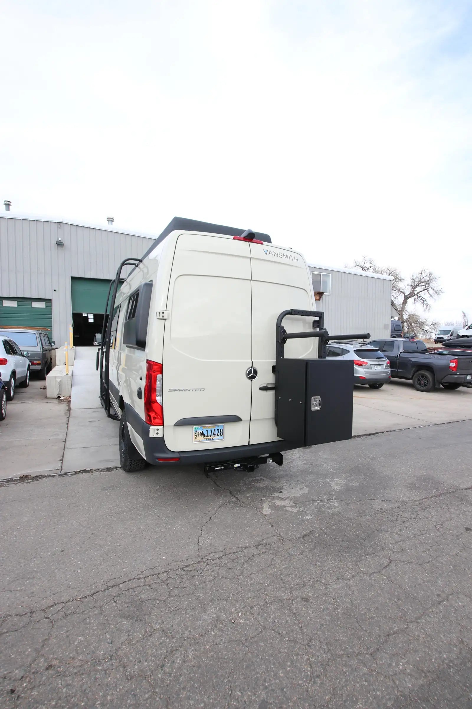 mercedes benz sprinter box van - The most prominent feature of this camper van is the rear cargo box mounted on t