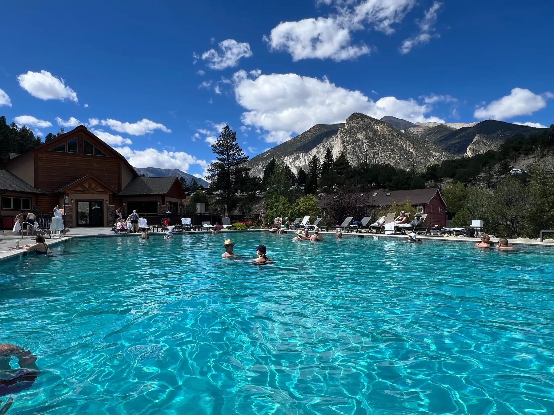 Hot springs near me - Soakers in the main mineral pool at Mount Princeton Hot Springs in Nathrop, Colorado