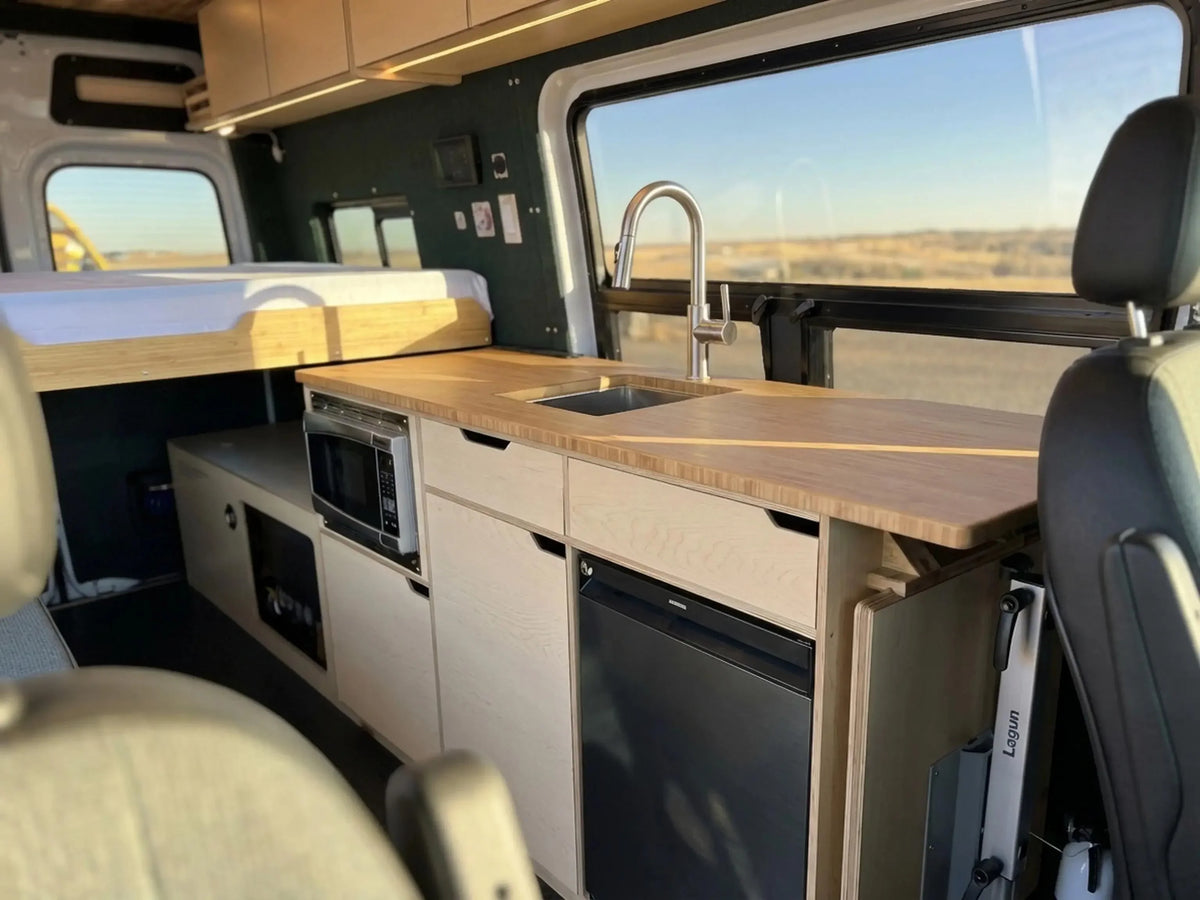 Small camper guide - the galley and sink inside a compact Vansmith camper van