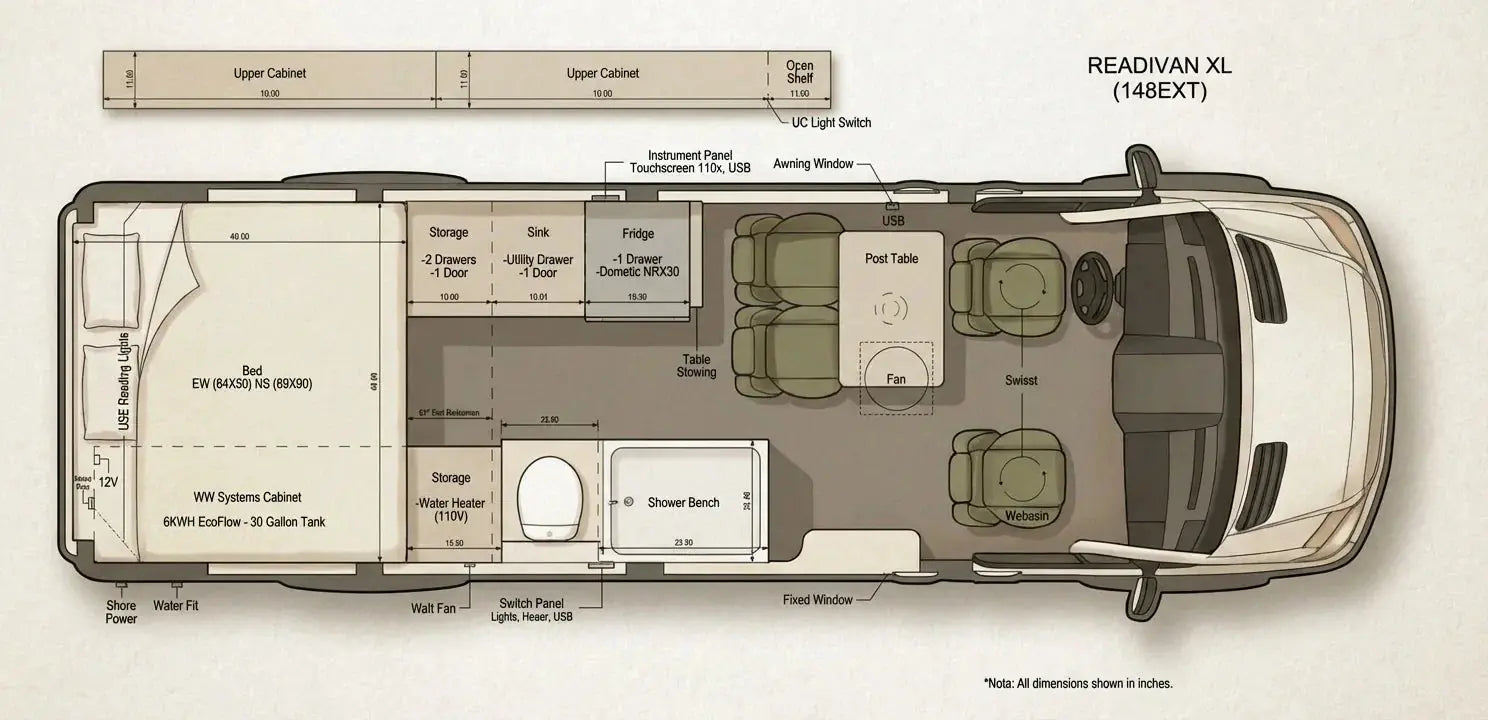 Sprinter Van with Bathroom: Real Layouts, Tank Sizing, Ventilation, and Maintenance van camper conversion - The image sh