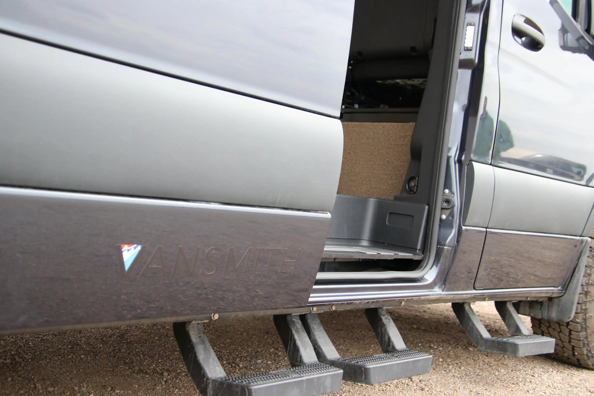 step van camper conversion - The most prominent feature of this camper van conversion is the stylish entrance