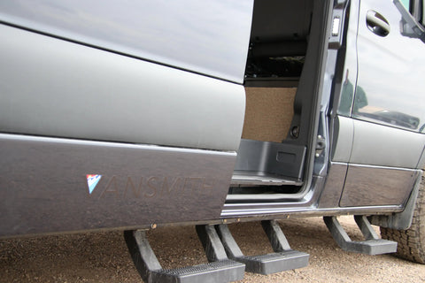step van camper conversion - The most prominent feature of this camper van conversion is the stylish entrance