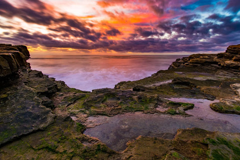 sunset spot - Sunset reflected in the tidepools at Cabrillo National Monument on Point Loma, San Diego