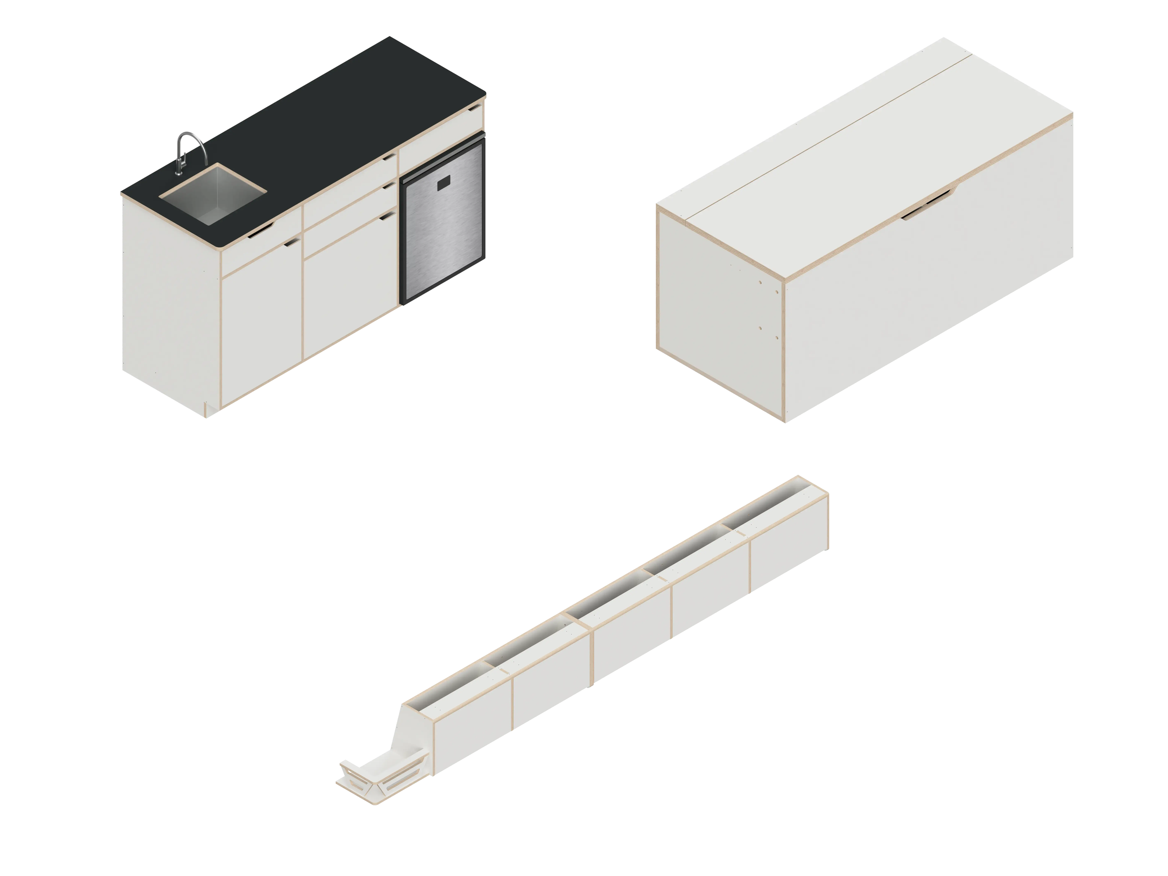 DIY van bundle for Sprinter 144 - Baltic Birch with white laminate