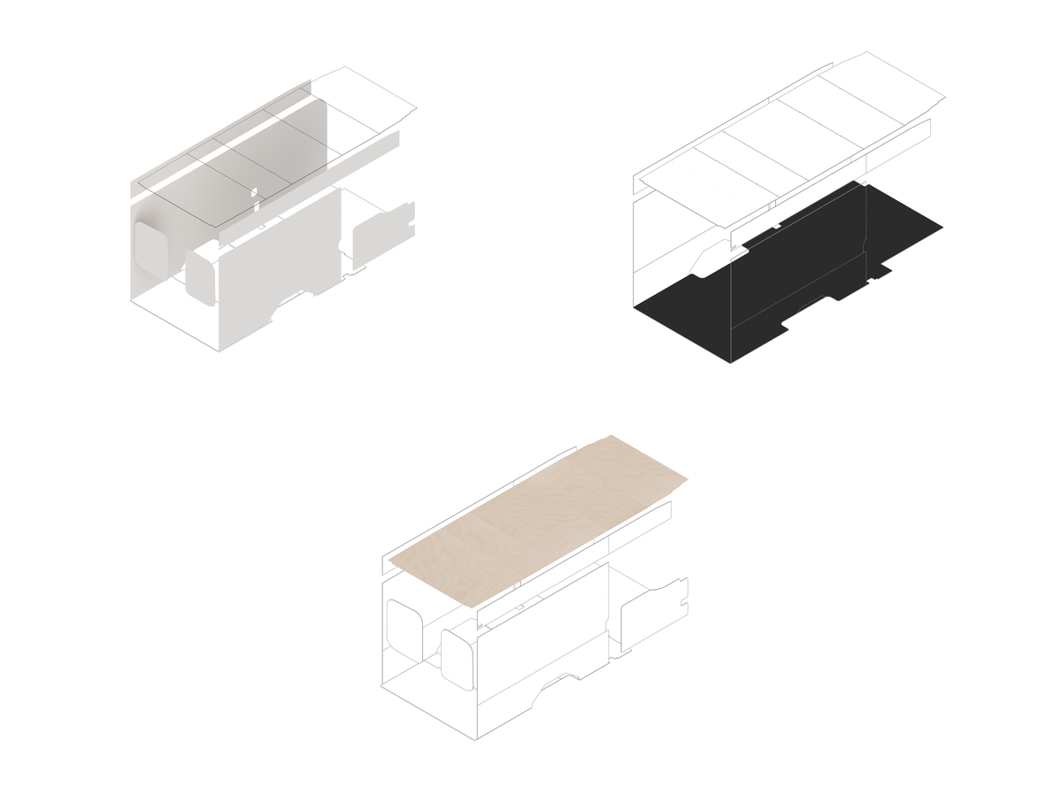 Transit 148 Extended Foundation Bundle - White laminate / Raw baltic (requires DIY finishing - painting or upholstering)