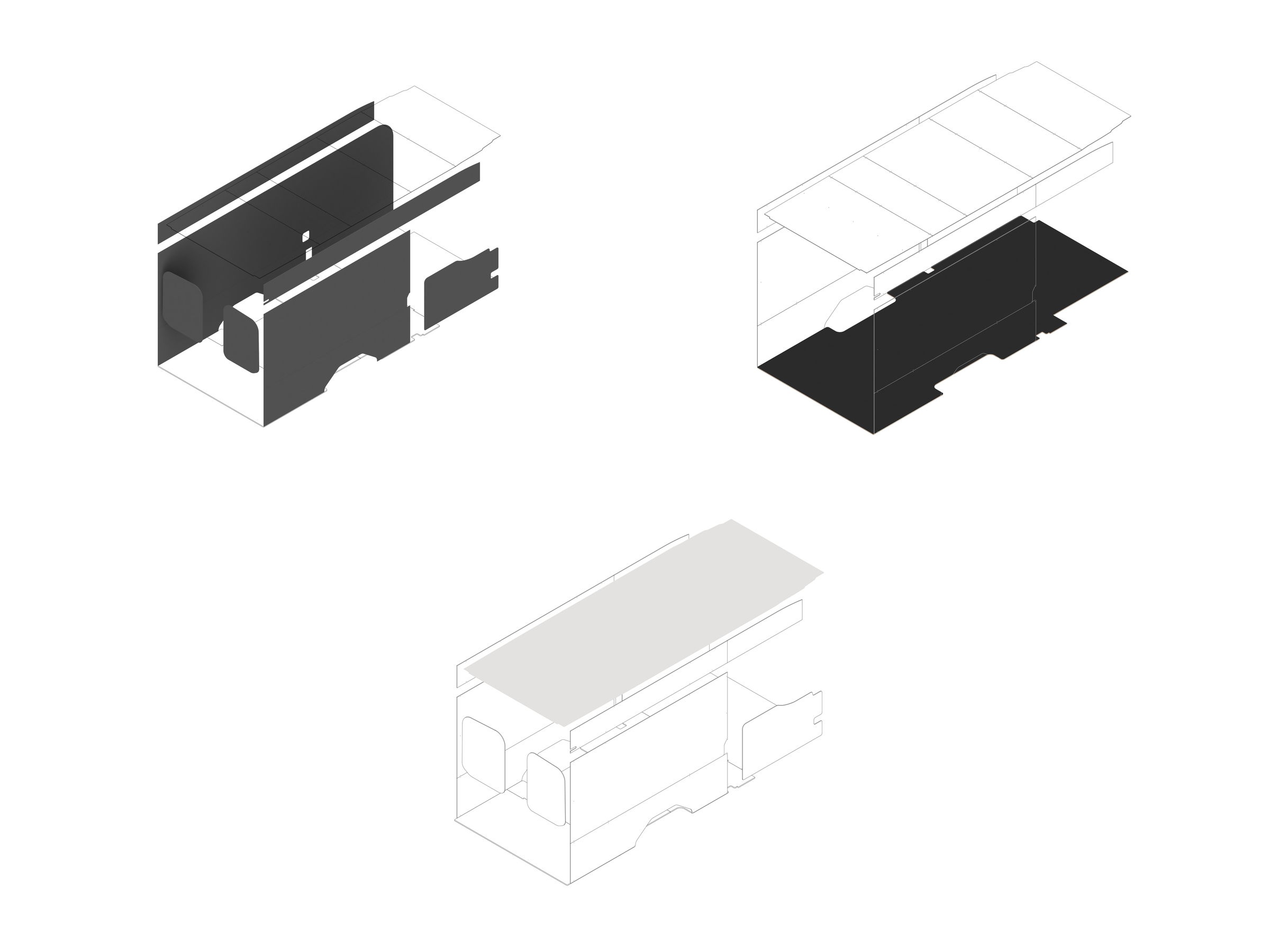 Transit 148 Extended Foundation Bundle - Upholstered (Charcoal colored) / White laminate