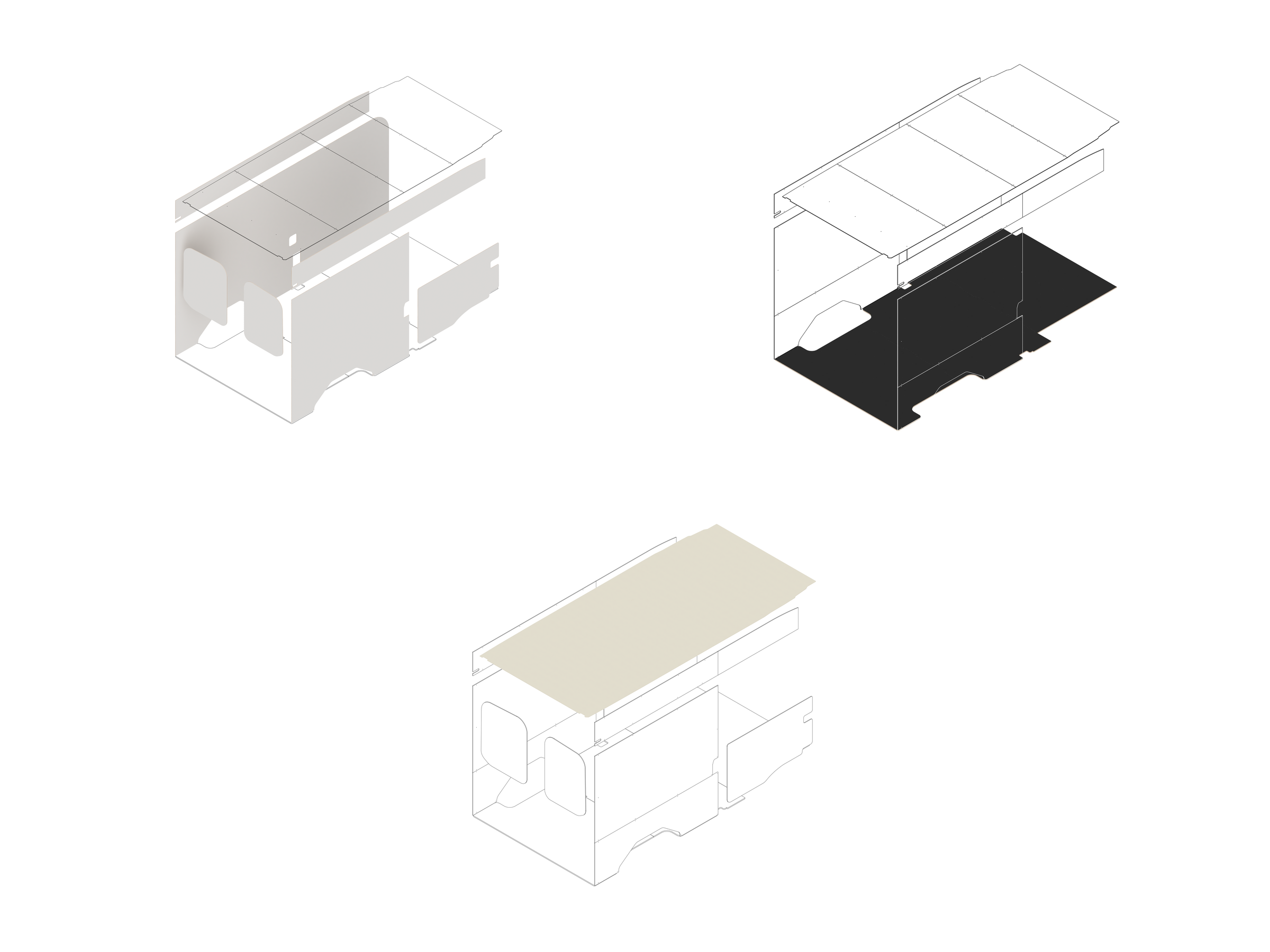 Transit 148 Foundation Bundle - White laminate / Upholstered (Oat colored)