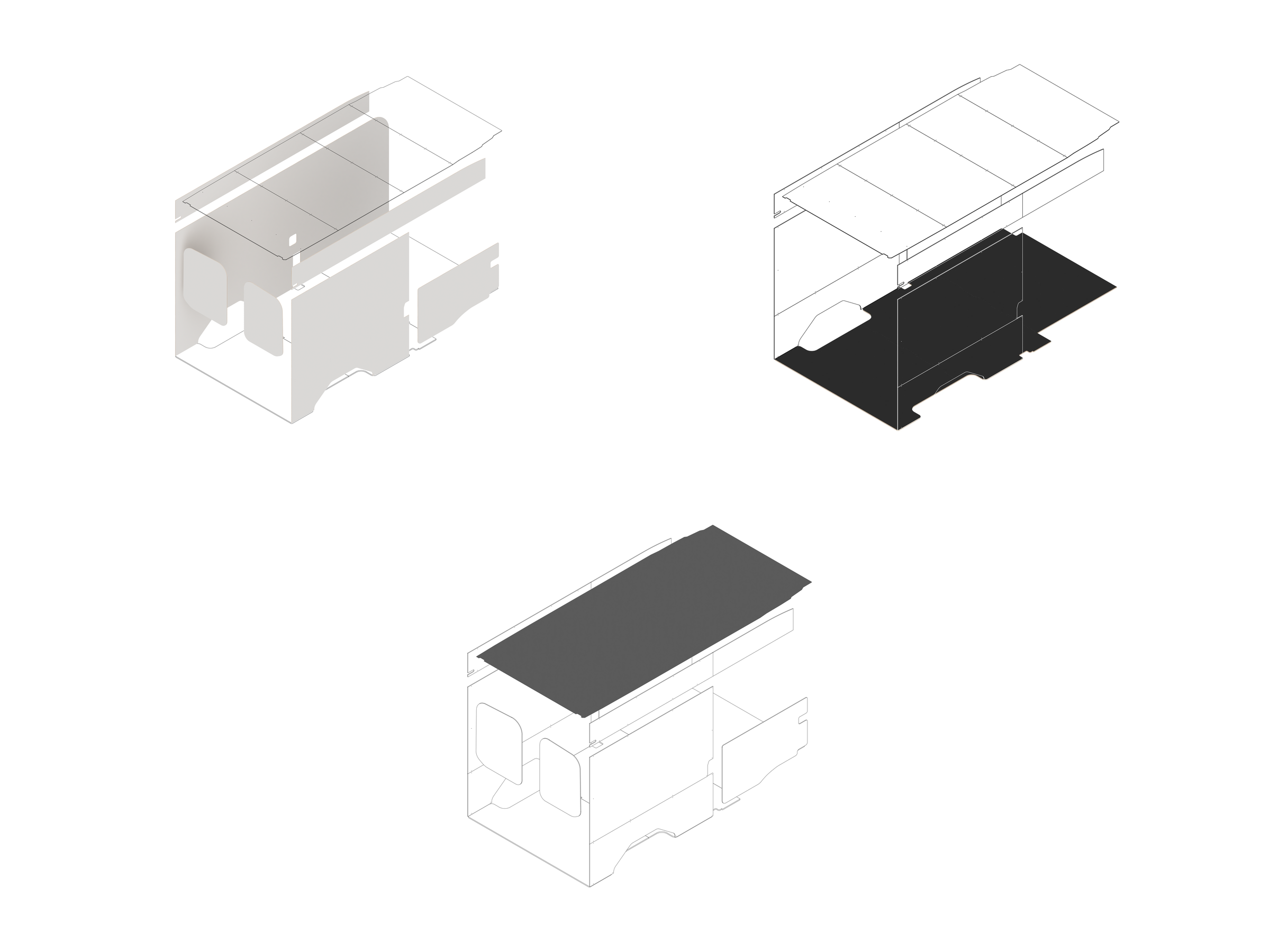 Transit 148 Foundation Bundle - White laminate / Upholstered (Charcoal colored)