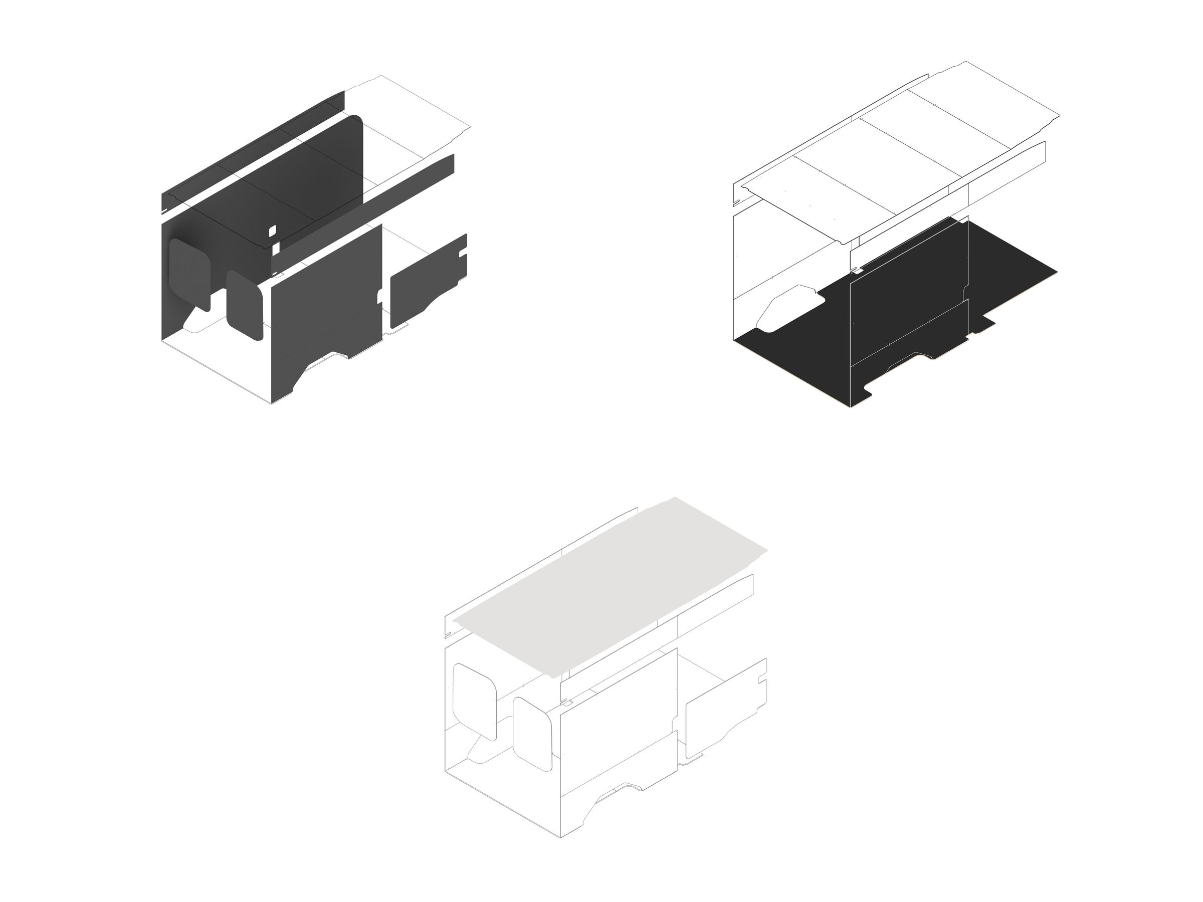 Transit 148 Foundation Bundle - Upholstered (Charcoal colored) / White laminate